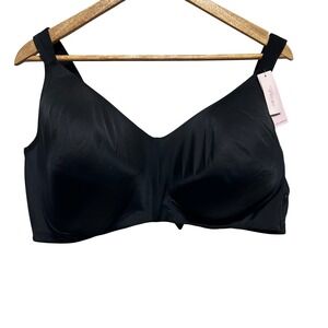 Cacique Womens Bra 48DD Black No Wire Comfort Solution Full Coverage Minimalist